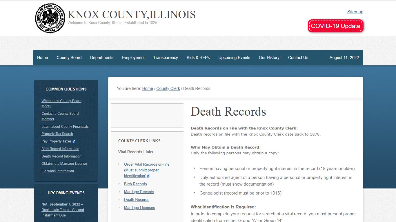 Death Records – Knox County,Illinois