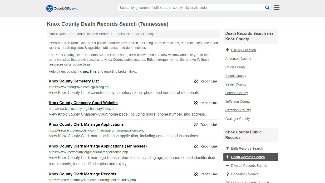 Death Records Search - Knox County, TN (Death Certificates ...