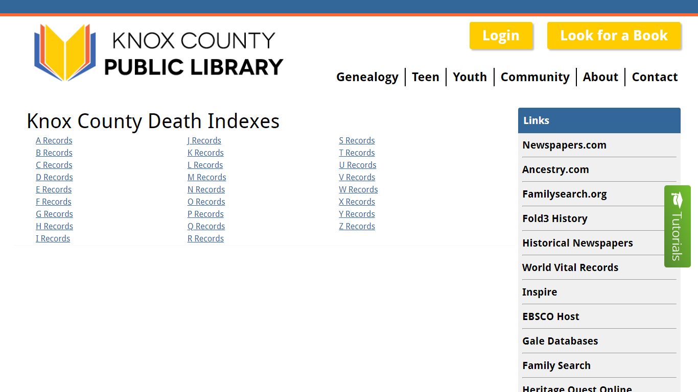 Knox County Death Indexes - Knox County Library